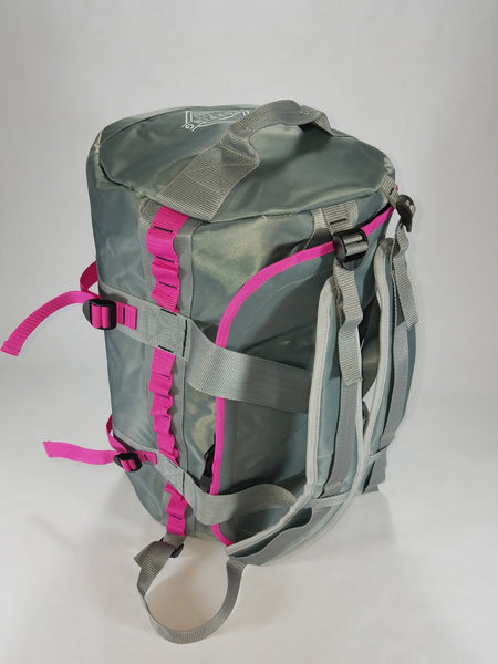 Dropping Lines - GEAR BACKPACK / DUFFEL BAG - GREY / PINK