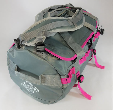 Dropping Lines - GEAR BACKPACK / DUFFEL BAG - GREY / PINK